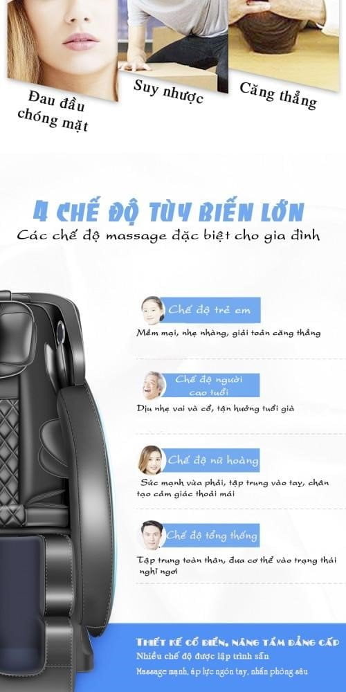 4 chế độ ghế massage OKINAWA NO 968