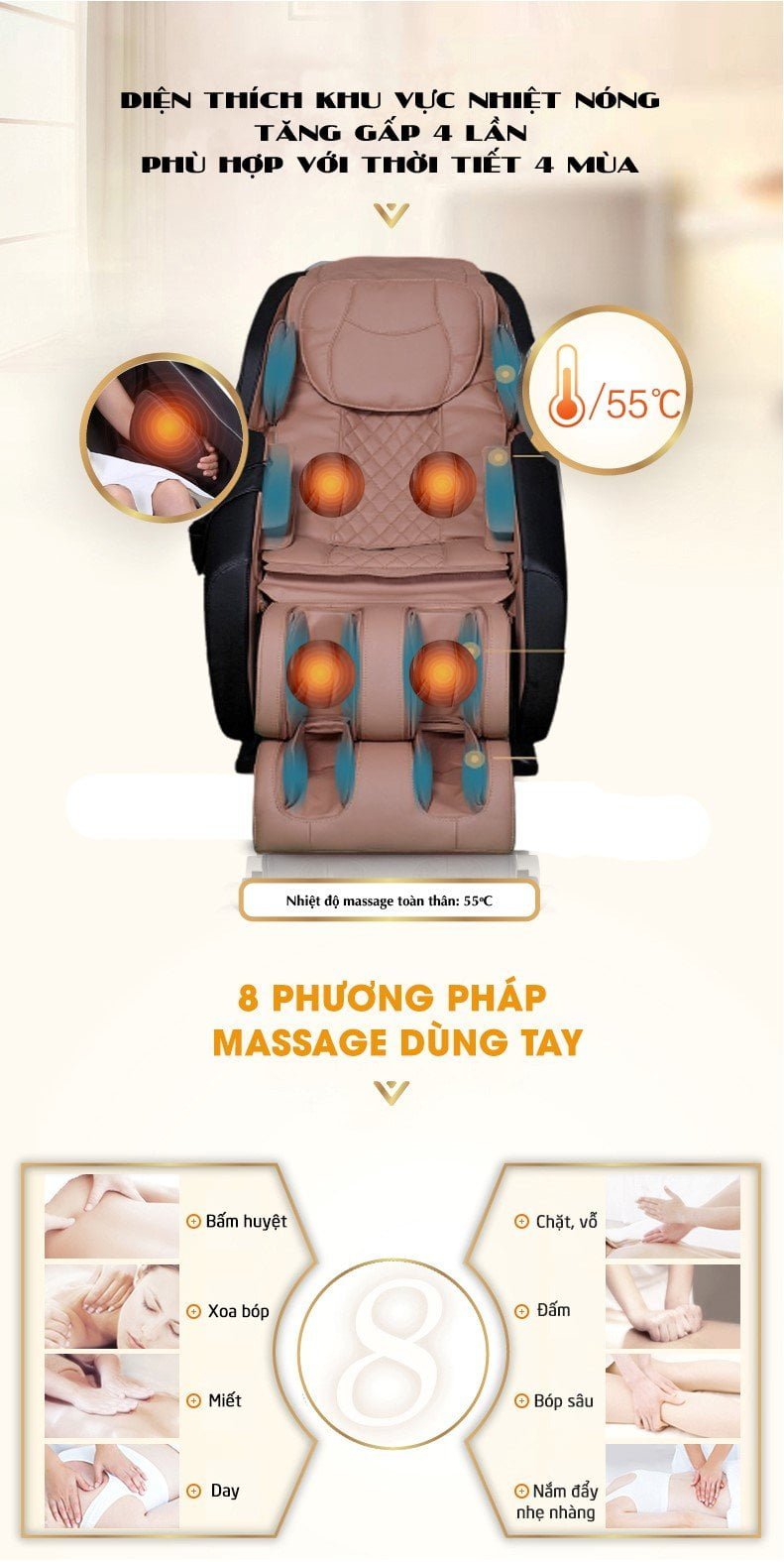 8 phương pháp massage ghế massage OKINAWA JS 401