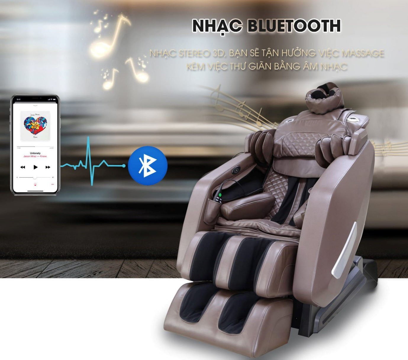 Kết nối Bluetooth ghế massage OKINAWA JS 800