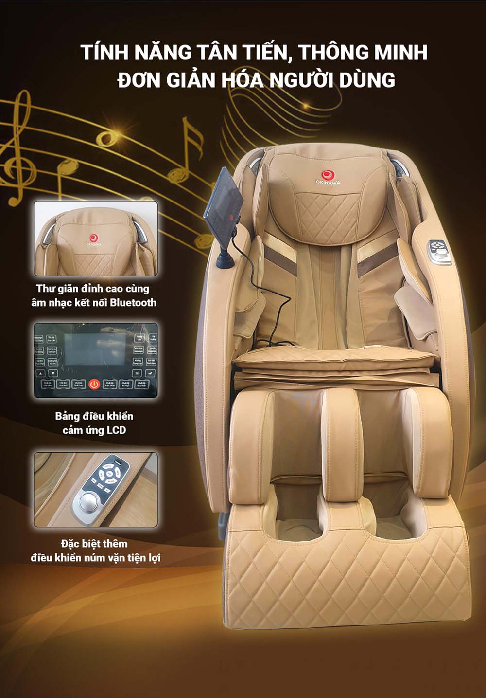 Điều khiển, loa bluetooth ghế massage OKINAWA OS - 385