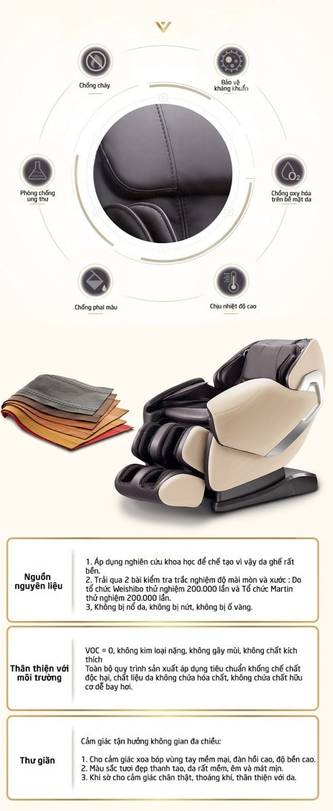Chất liệu da ghế massage OKINAWA JS 46