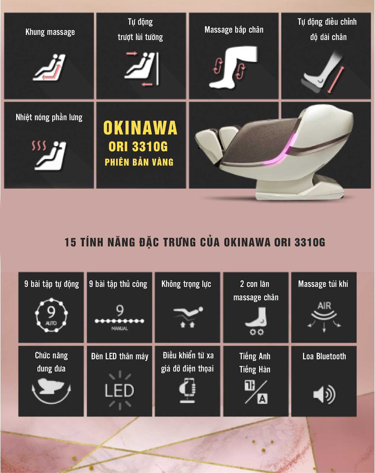 Đặc trưng ghế massage OKINAWA ORI 3310G