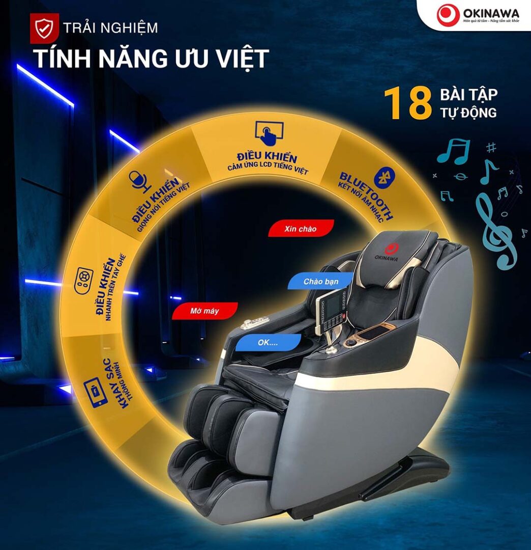 Ghế massage Okinawa OS 468 với 18 bài tập cá nhân hóa