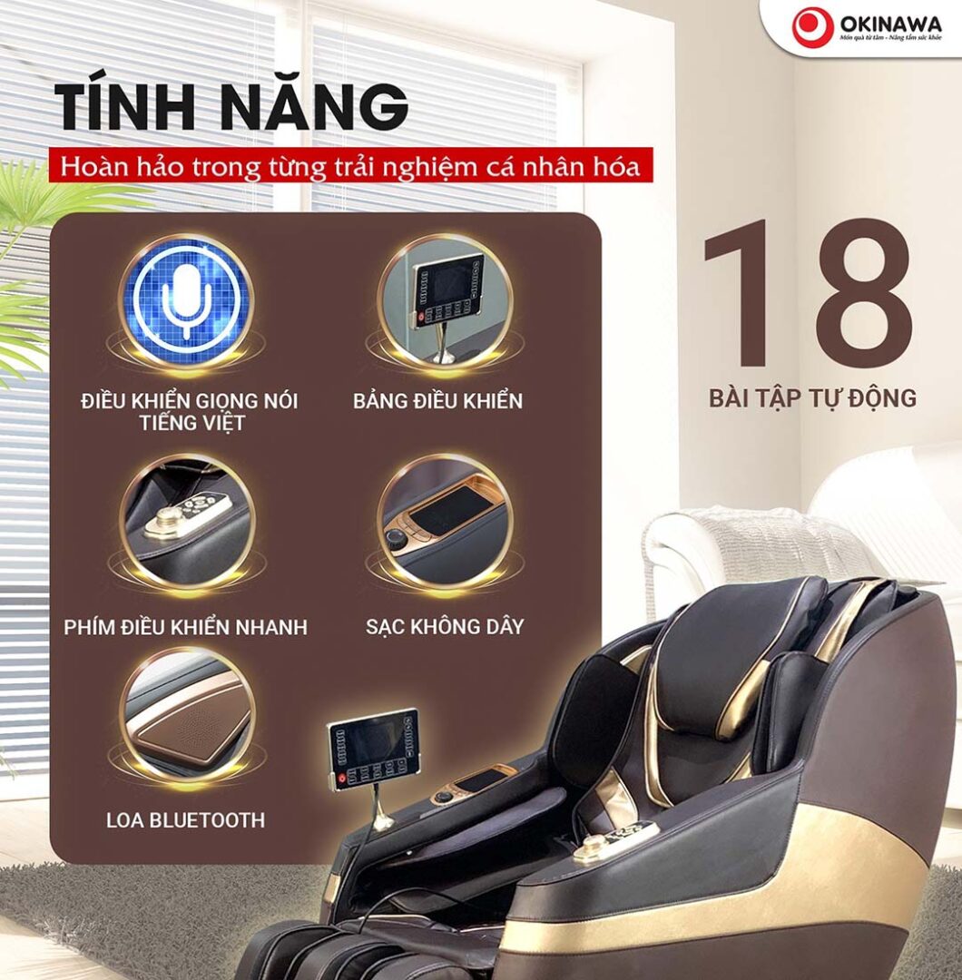Ghế massage Okinawa OS - 469 cùng 18 bài tập cá nhân hóa