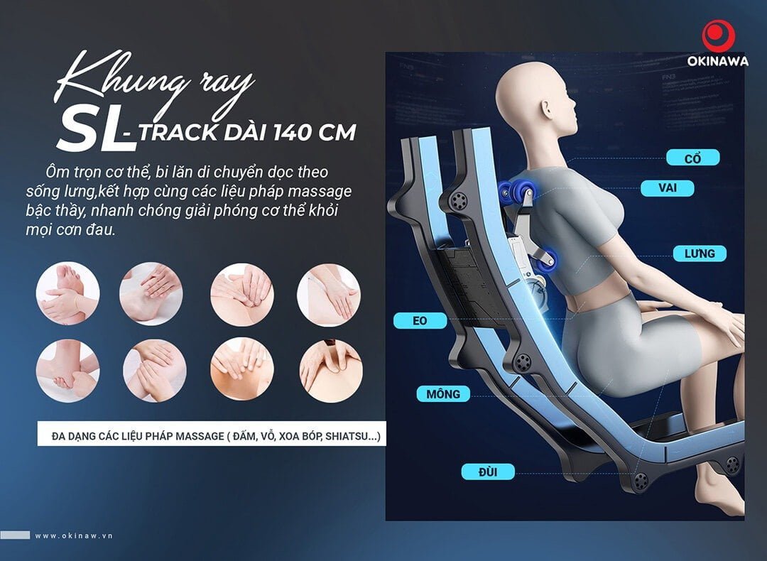Ghế massage Okinawa OS - 606 với khung SL