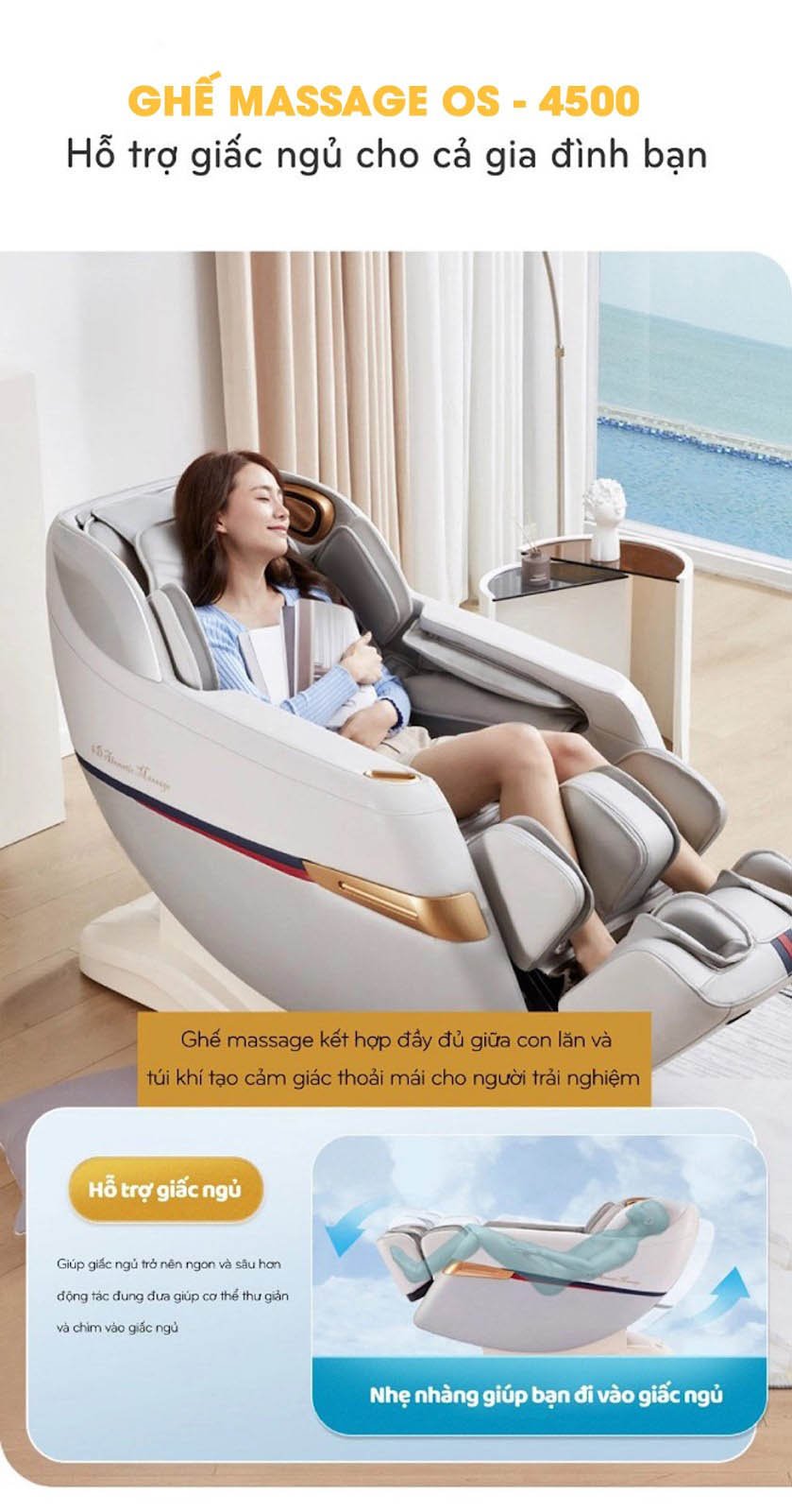 Hỗ trợ giấc ngủ ghế massage OKINAWA OS - 4500