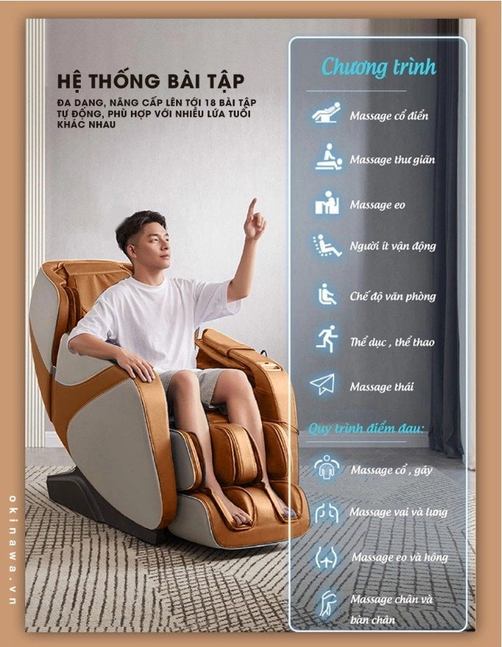 Hệ thống bài tập ghế massage OKINAWA OS - 685