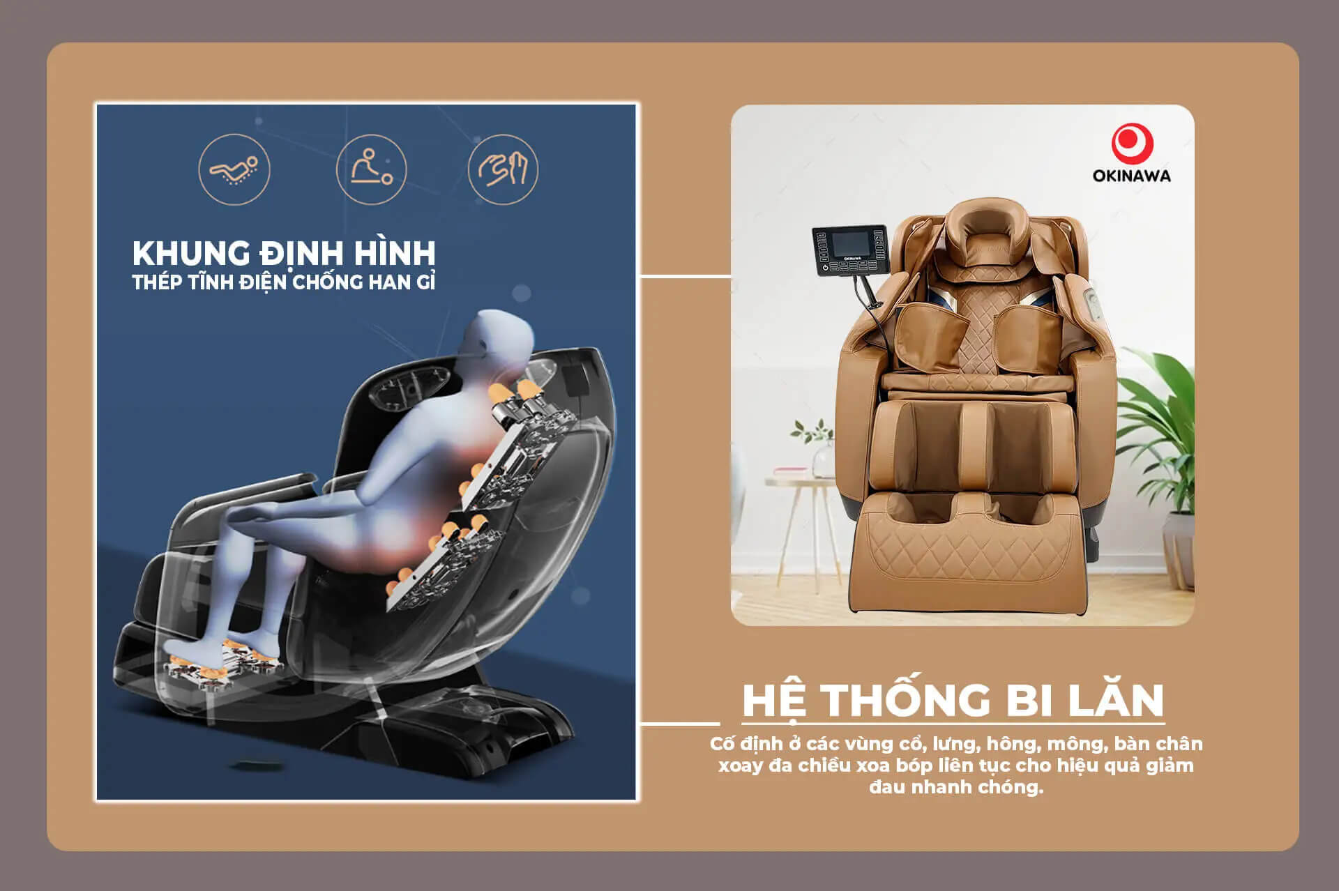 Hệ thống bi lăn ghế massage Okinawa OS -108