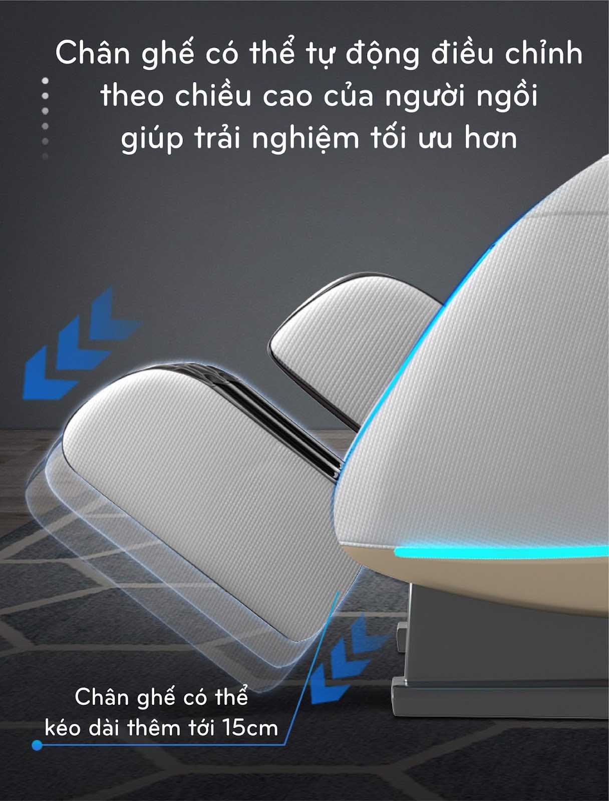 Chế độ kéo giản chân ghế massage INC 888