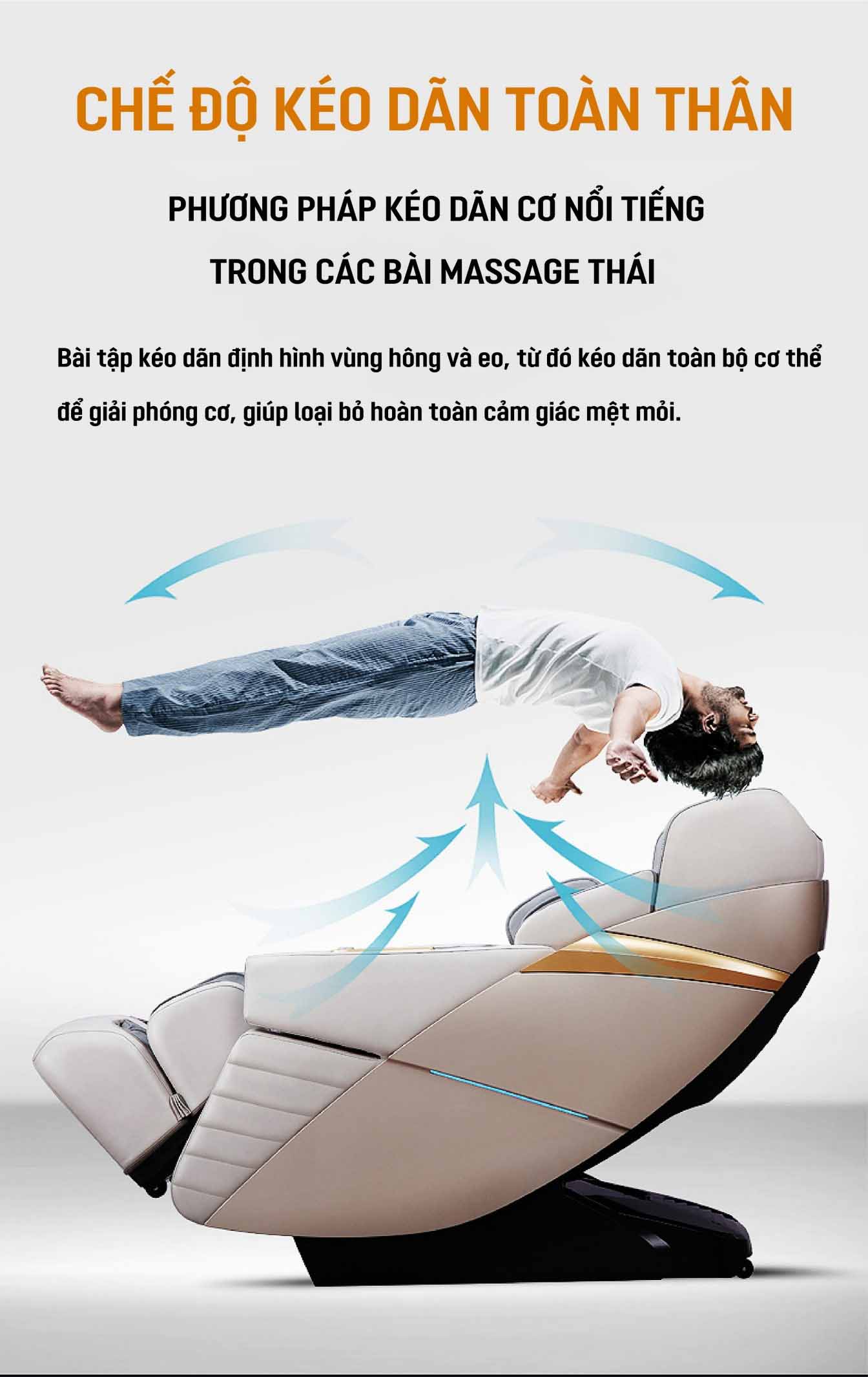 Tính năng kéo giãn cơ thể ghế massage OKINAWA S - 800