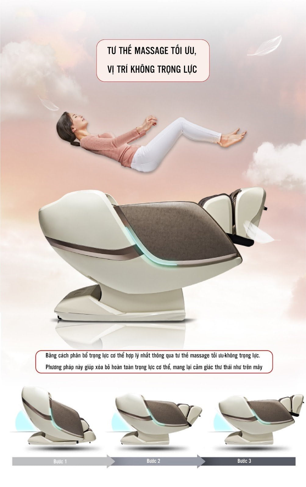 Chế độ không trọng lực ghế massage OKINAWA ORI 3310G