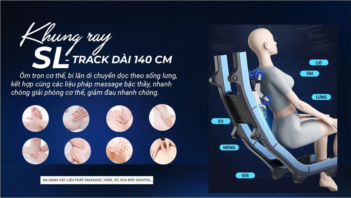 Khung ray ghế Massage OKINAWA OS - 655