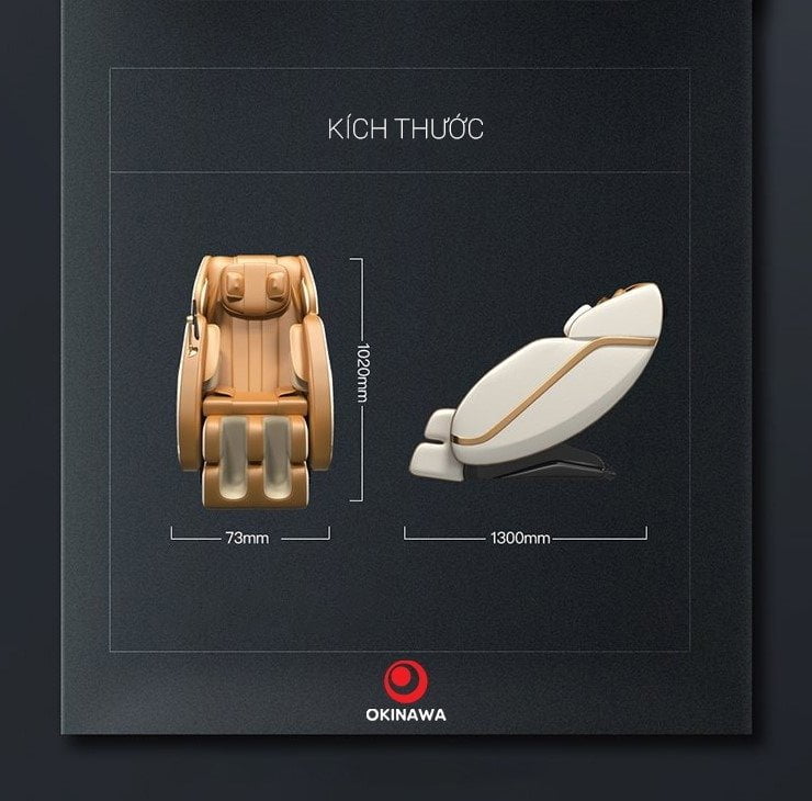Kích thước ghế masage OKINAWA 150