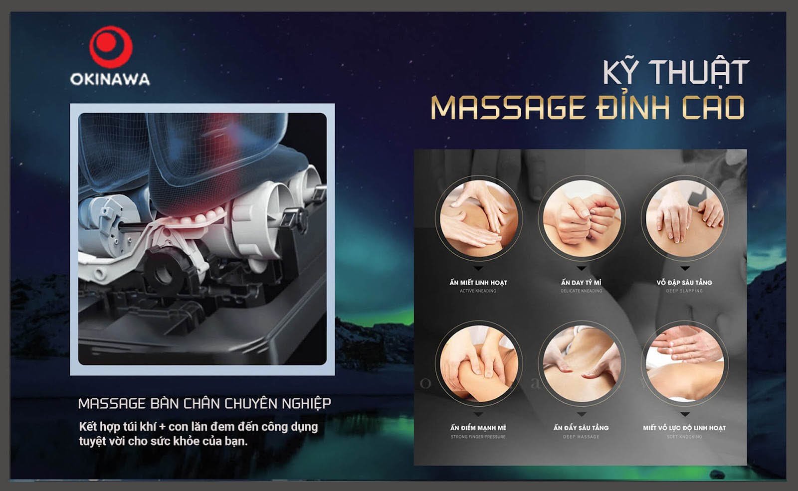 Kỹ thuật massage đỉnh cao ghế massage OKINAWA GALAXY K - 11
