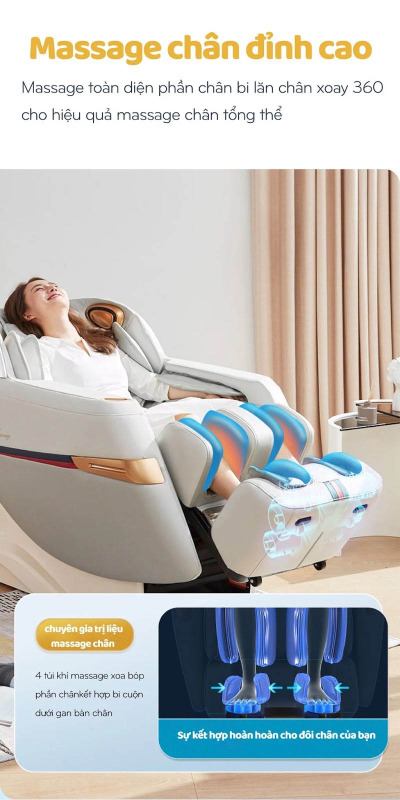 Công nghệ massage chân tường ghế massage OKINAWA OS - 4500