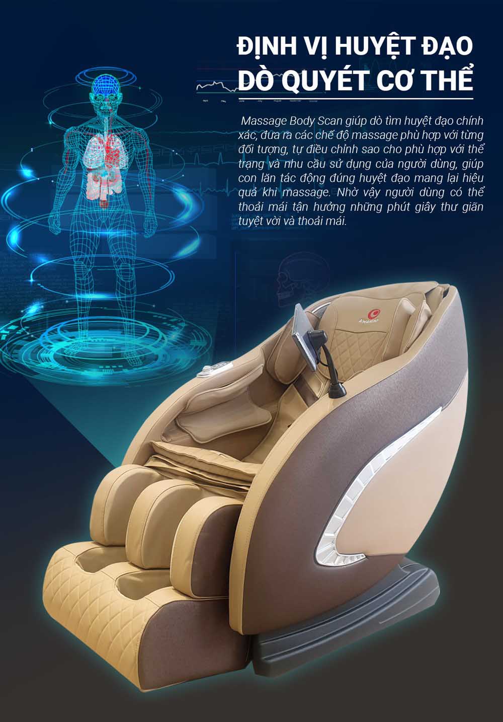 Chế độ scan body ghế massage OKINAWA OS - 385