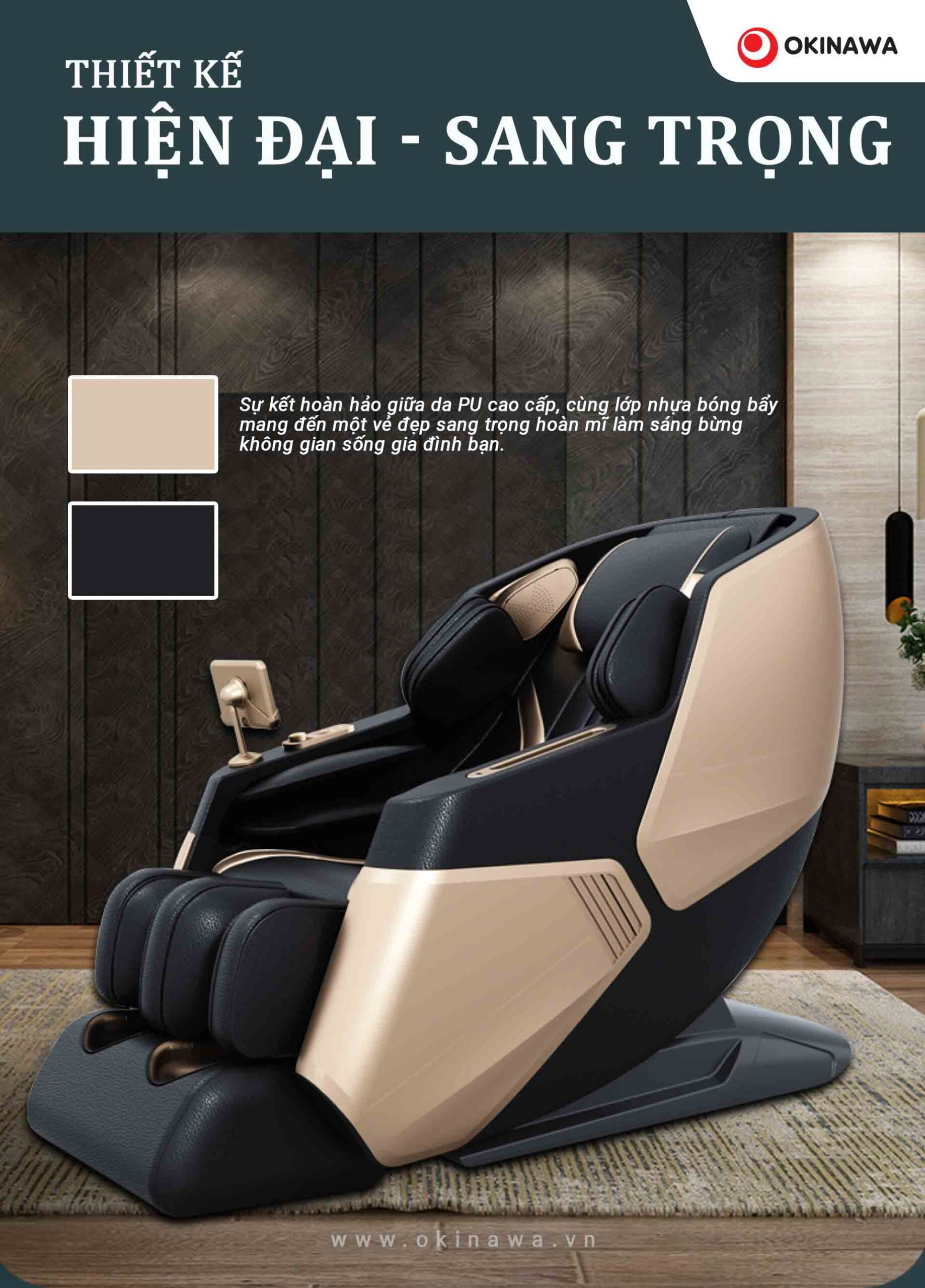Thiết kế sang trọng và hiện đại ghế massage OKINAWA OS - 488