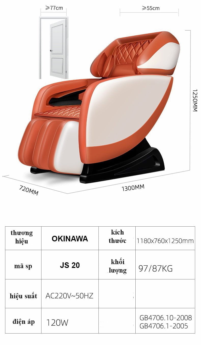 Thông số ghế massage OKINAWA JS 20
