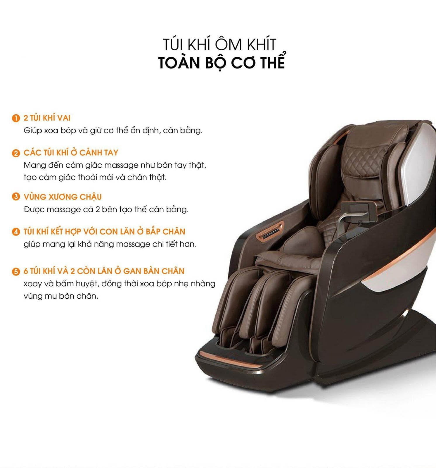 Hệ thống túi khí ghế massage OKINAWA OS 3000( BOWN)