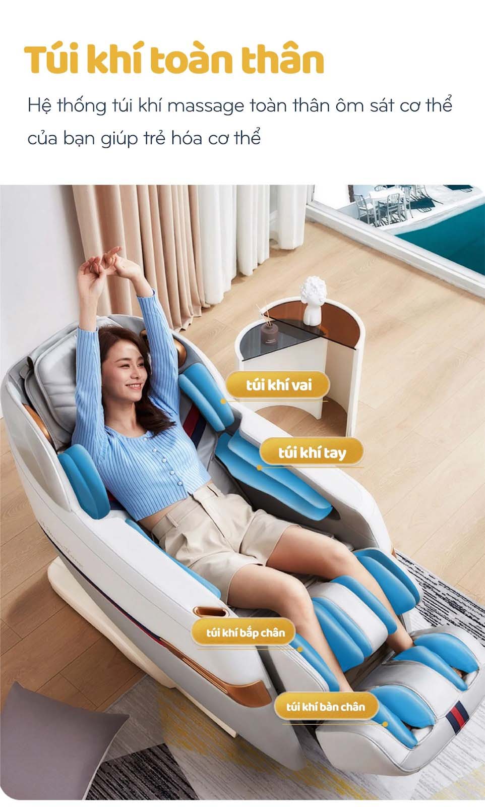 Hệ thống túi khí ghế massage OKINAWA OS - 4500