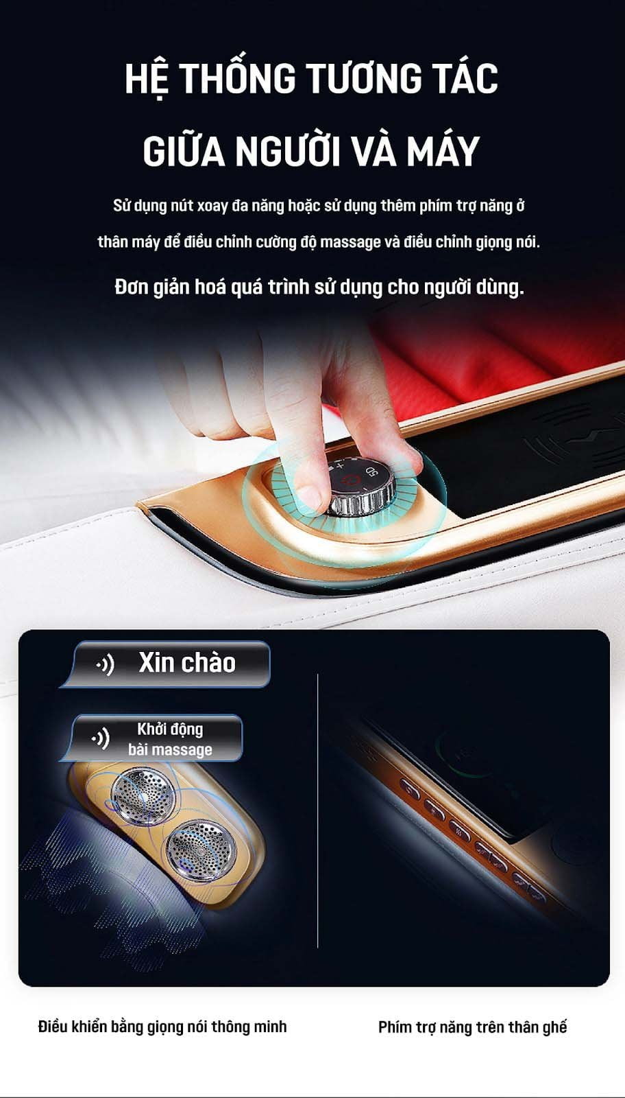 Tương tác giữa người và máy ghế massage OKINAWA HOZIRON A-601