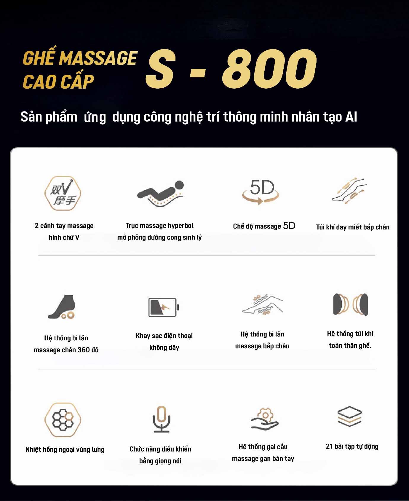 Ứng dụng ghế massage OKINAWA S - 800